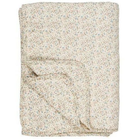 Quilt natural w/light pink and blue flowers