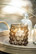 Candle holder f/tealight w/bubbles brown glass