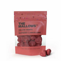 The Mallows Mallow hearts vaahtokarkit, vadelma ja valkosuklaa 90 g parasta ennen 23.10