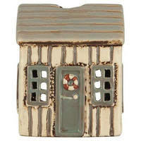House f/tealight Løkken cream w/grey door