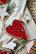 Heart for hanging large red w/white dots