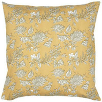 Cushion cover Anne mustard w/white and green flowers