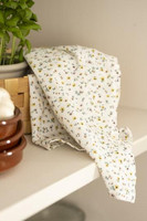 Tea towel white w/multicoloured flowers