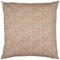 Cushion cover w/light pink flowers and green leaves