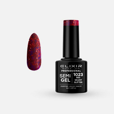 Elixir Semi Gel - # 1023 (Red Velvet Glitter) 8ml