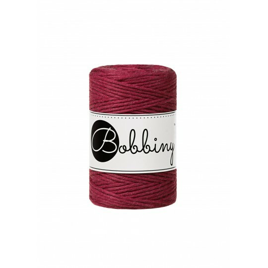 WINE RED- MAKRAMELANKA 1.5mm, 100m / 160g, BOBBINY