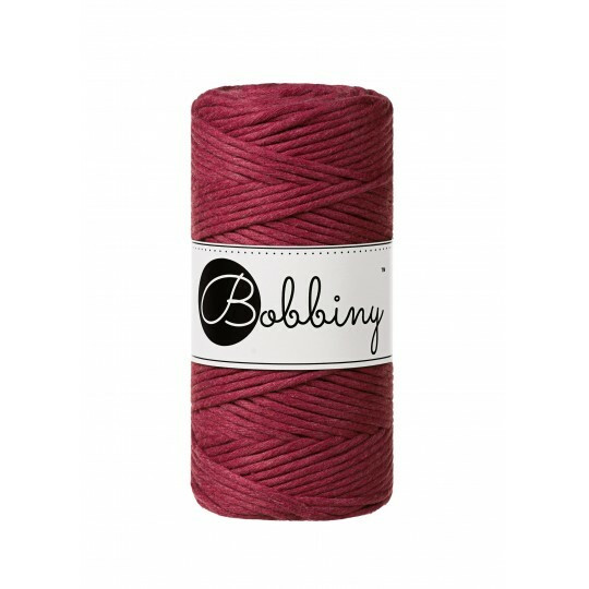WINE RED - MAKRAMELANKA 3mm, 100m, BOBBINY