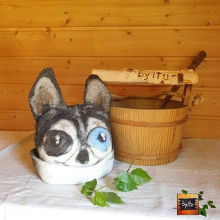 Satu-saunahattu Husky - luonnonmusta - koko M (n. 57-60 cm)