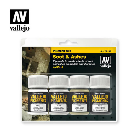 Vallejo Pigments 73.193 Soot & Ashes pigmenttisetti 4x35ml