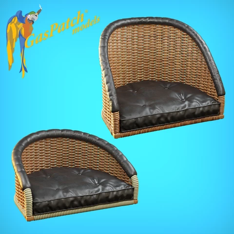 GasPatch Models 1/48 British Wicker Seat Full Back - Short and Tall With Small Leather Pad