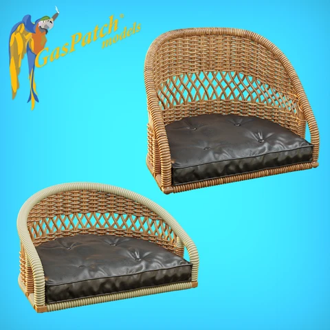 GasPatch Models 1/48 British Wicker Seat Perforated Back - Short and Tall No Leather Pad