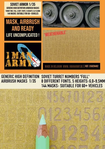 1ManArmy 1/35 Soviet Turret Numbers Full (6-9,5mm) maalausmaski