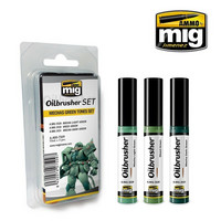 Ammo by Mig Oilbrusher Set Mechas Green Tones 3 x 10ml