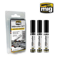Ammo by Mig Oilbrusher Set Bare Metal Colors 3 x 10ml