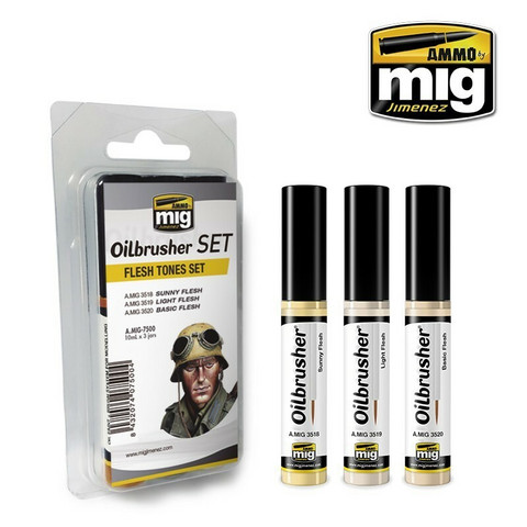 Ammo by Mig Oilbrusher Set Flesh Tones 3 x 10ml