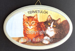 Tervetuloa kyltti, 2 kissaa