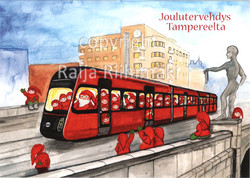 Joulukortti Tampereen ratikka