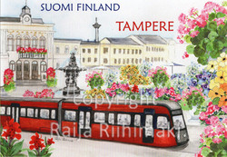 Tampere- postikortti /kukkaratikka