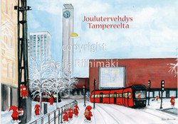 Joulukortti Tampereen ratikka