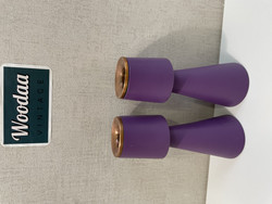 H93 Wooden purple candlesticks
