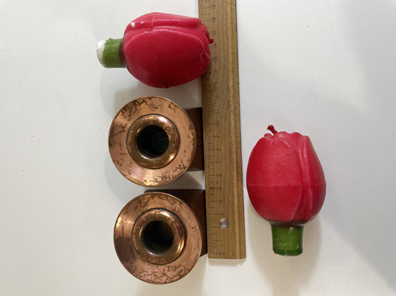 H181 Teak kynttilänjalat 2 kpl, tulppaani kynttilät