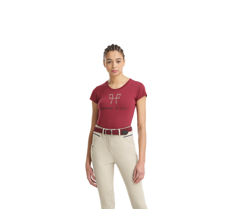 Horse Pilot Team shirt naisten, dark red