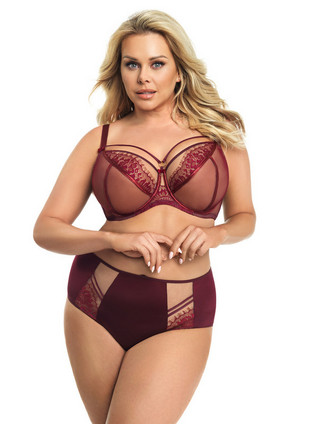 Gorsenia Paradise sheer full cup wire bra wine red