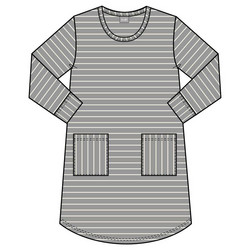 Cotton trikot nightie with pockets, trofe Stripes grey