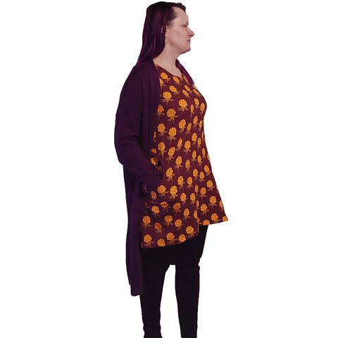AAVA tunika Hillat, viininpunainen, pitkähihainen, XS-3XL
