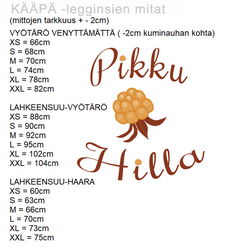 KÄÄPÄ Legginsit, Siiliniitty. XS-3XL