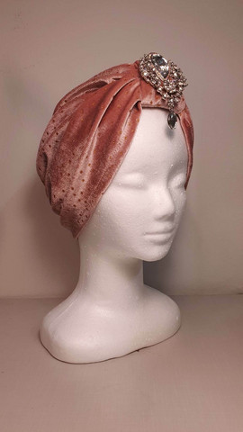 Velvet turban old rose/gold