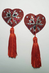 Red heart tassels