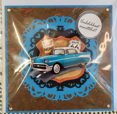 Käsintehty kortti, Auto onnittelukortti