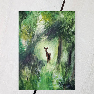 Postikortti, Bambi lehvistossa, vihreä