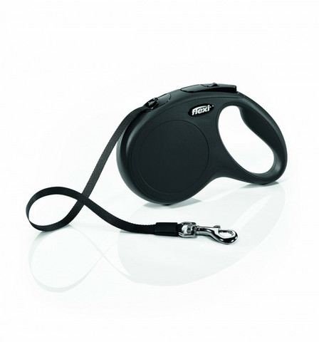 Flexi New Classic, nauha, S/15 kg, 5 m, musta