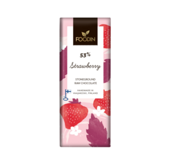 Foodin Mansikkaraakasuklaa Strawberry 53 %, luomu 40 g