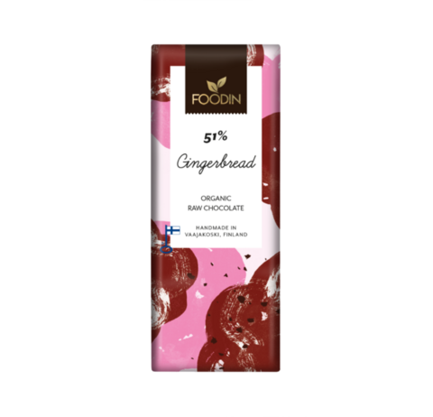 Foodin Piparkakkuraakasuklaa Gingerbread 51%, luomu 40 g
