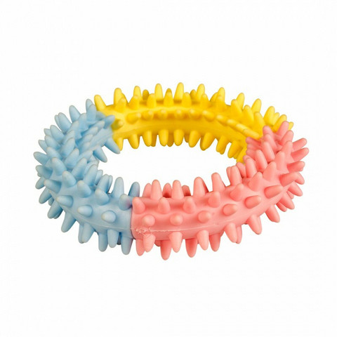 Duvo+ Koiranpennun kumilelu Rengas nystyillä 11 cm, värikäs