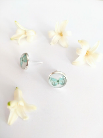 Butterflies -stud earrings, turquoise