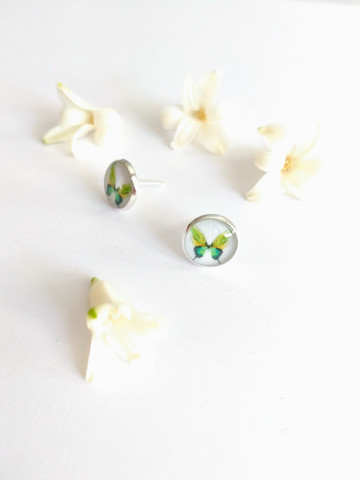 Butterflies -stud earrings, green