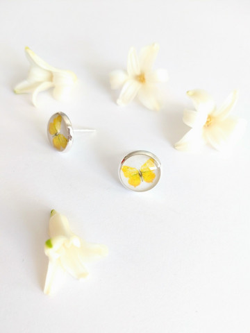 Butterflies -stud earrings, yellow