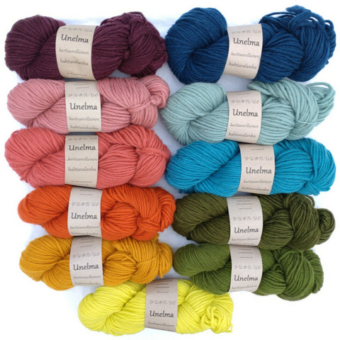 Unelma fluffy lamb´s wool yarn, 500g, colored