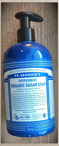 Dr. Bronner`s sugar soap, käsi & vartalo pumppusaippua 710 ml - Piparminttu