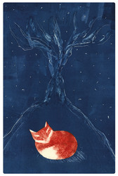 Öinen kettu -taidepostikortti
