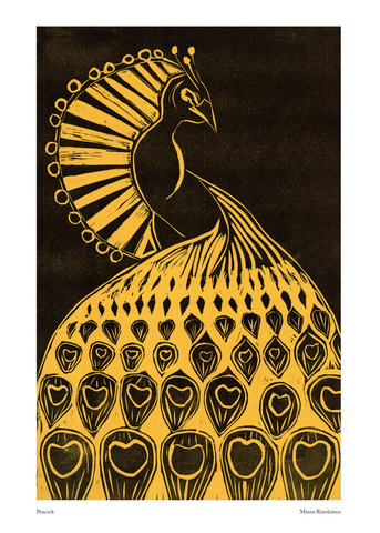 Peacock (keltainen) -taidejuliste A3