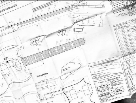 Soitinpiirustukset Stratocaster-tyyppinen kitara