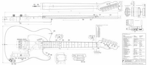 Soitinpiirustukset Telecaster-tyyppinen kitara (piirtäjä RN)