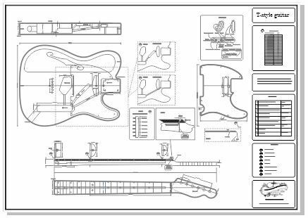 Kitaraverstaan ST sarjan Telecaster-tyylisen kitaran piirustus