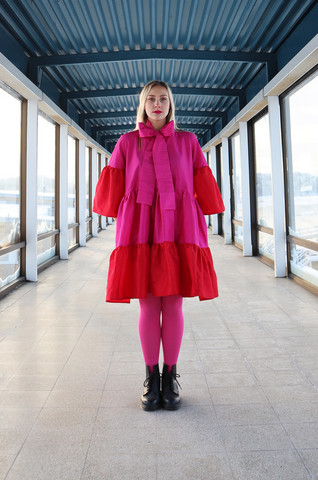 LUSH- DRESS BOW COLLAR, PINK/RED