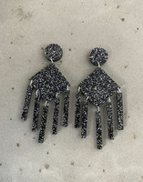 DANGLE - EARRING, BLACK GLITTER